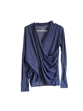 Athleta oddysey ruched Wrap-Front Long Sleeve Top